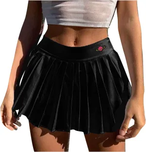Woman Mini Skirts Cute Sexy Skirt Pattern Thin Zipper Short Sexy Side Pleated Skirt Women's Skirt Womens Summer