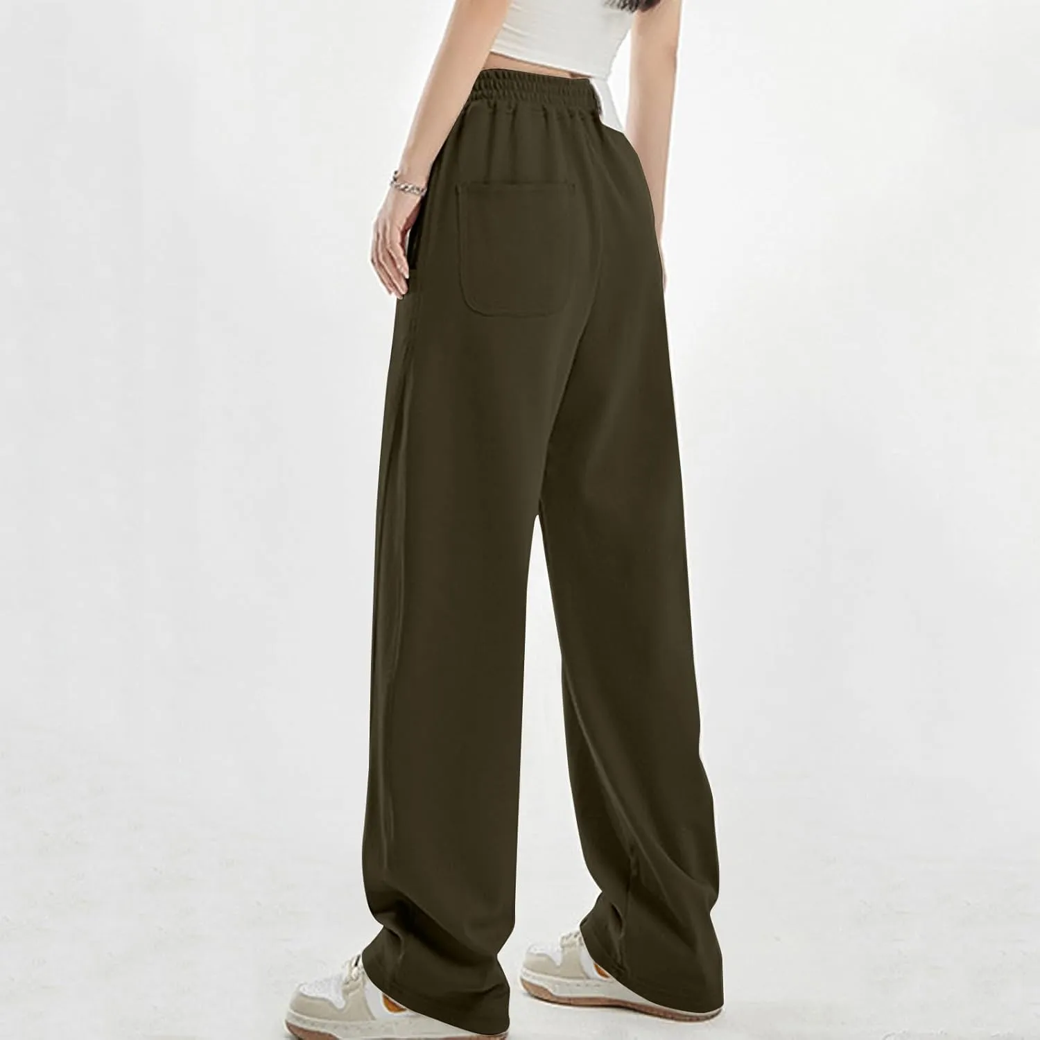 Women Active Jogger Sweatpants High Waisted Pants Lounge Bottoms Fleece Wide Leg Baggy Athletic Joggers Pants Pockets