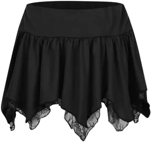Women Lace Mini Skirt Y2K Ruffle Low Waist Layered Pleated Flowy Skirt Irregular Flowy Summer Casual Mini Skirts