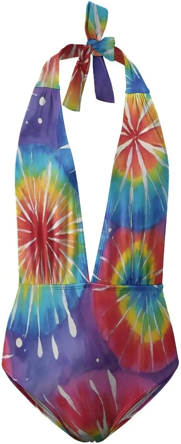 Women One Piece Swimsuits Monokini Backless V Neck Swimwear Elegant Beachwear