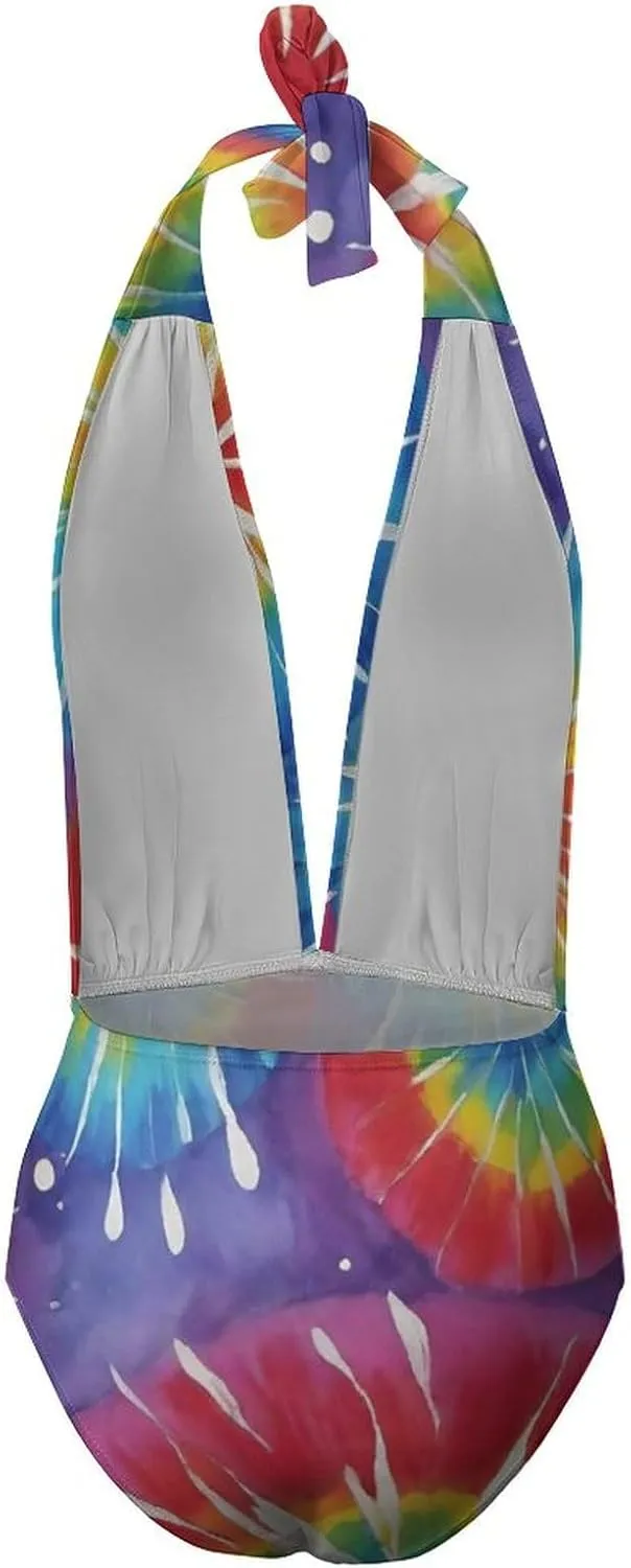 Women One Piece Swimsuits Monokini Backless V Neck Swimwear Elegant Beachwear