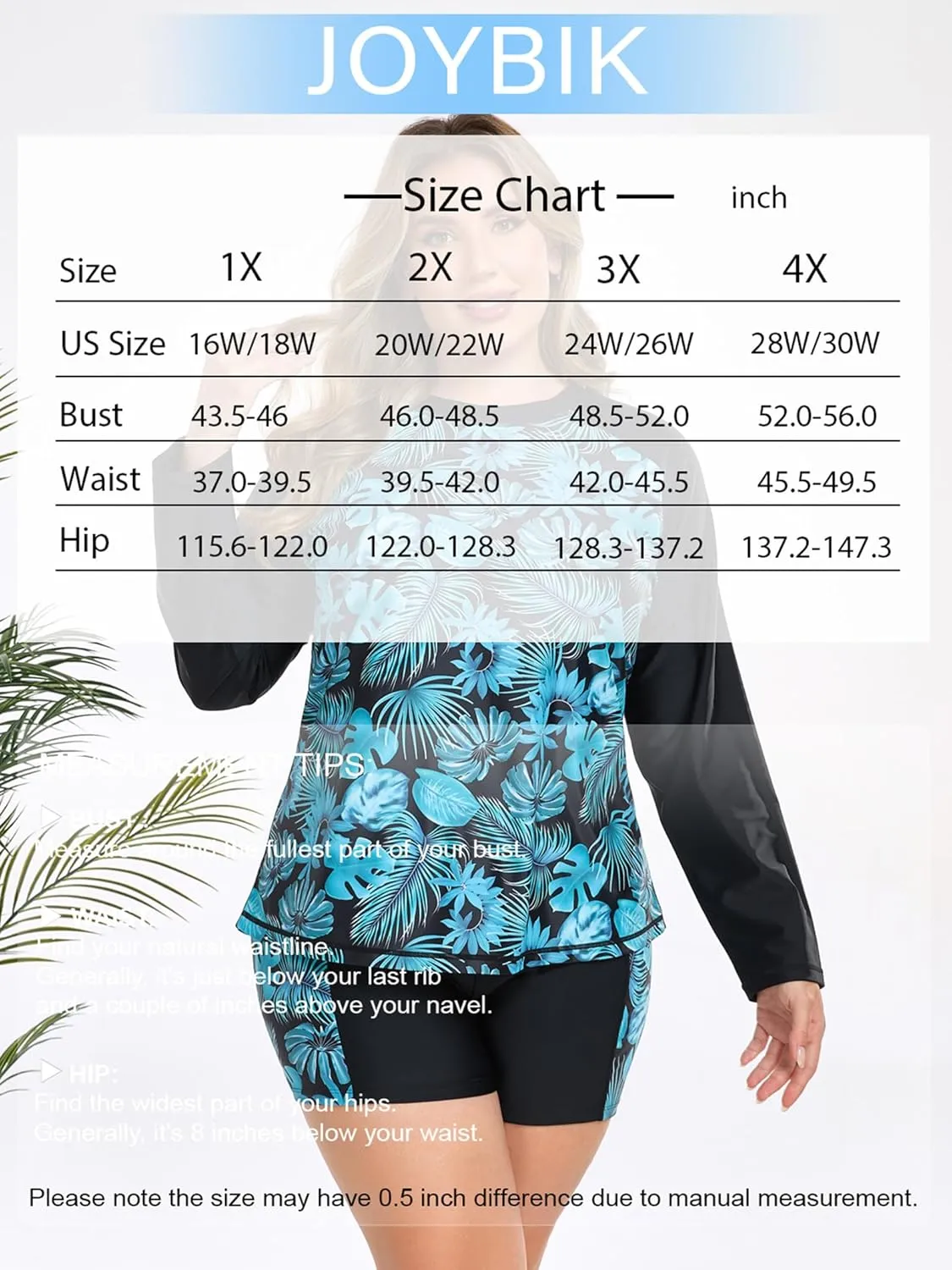 Women Plus Size Two Piece Long Sleeve Rash Guard Sets Built in Bra Swim Shirt Top and Shorts with Pockets UPF50 