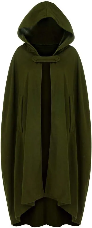 Women Wool Blend Hooded Cape Poncho Maxi Cloak Coat Ladies Gothic Open Front Cardigan Jacket Winter Solid Long Poncho