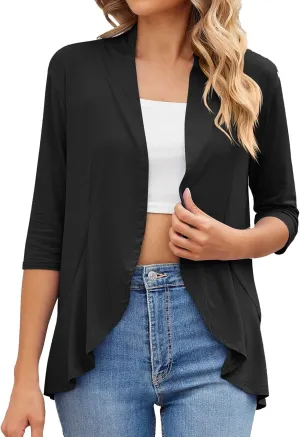 Women's 2024 Fall Open Front Chunky Kimonos Thin Fashion Coat Women's Coat Button Down Loose Cardigan Outwear