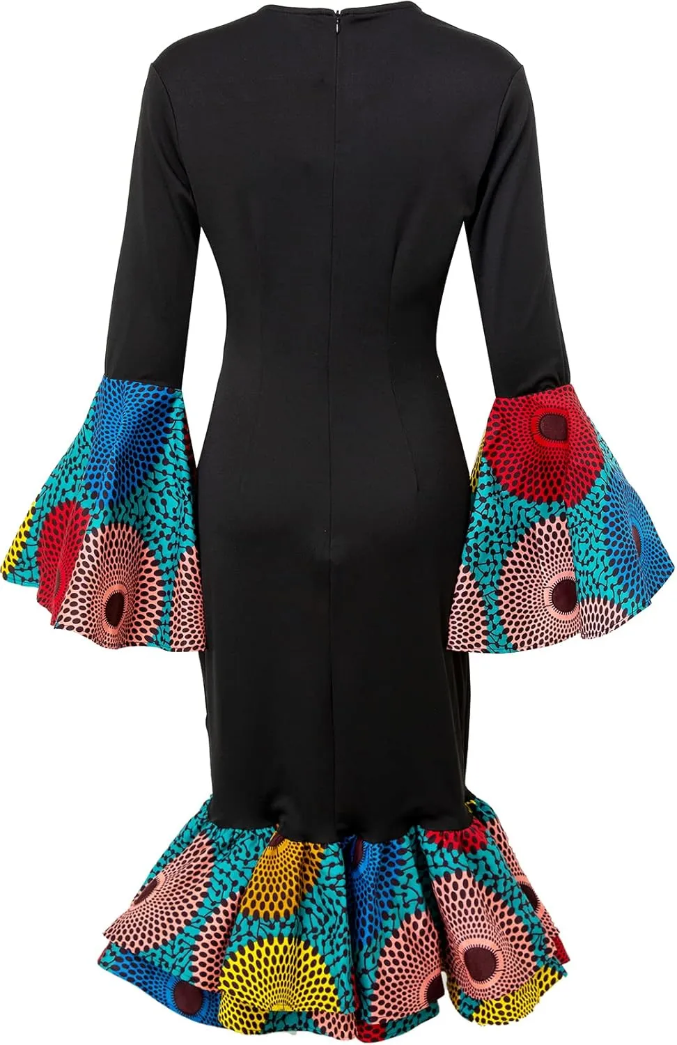 Women's African Fashion Ankara Print Dress Traditional Casual Outfits Attire