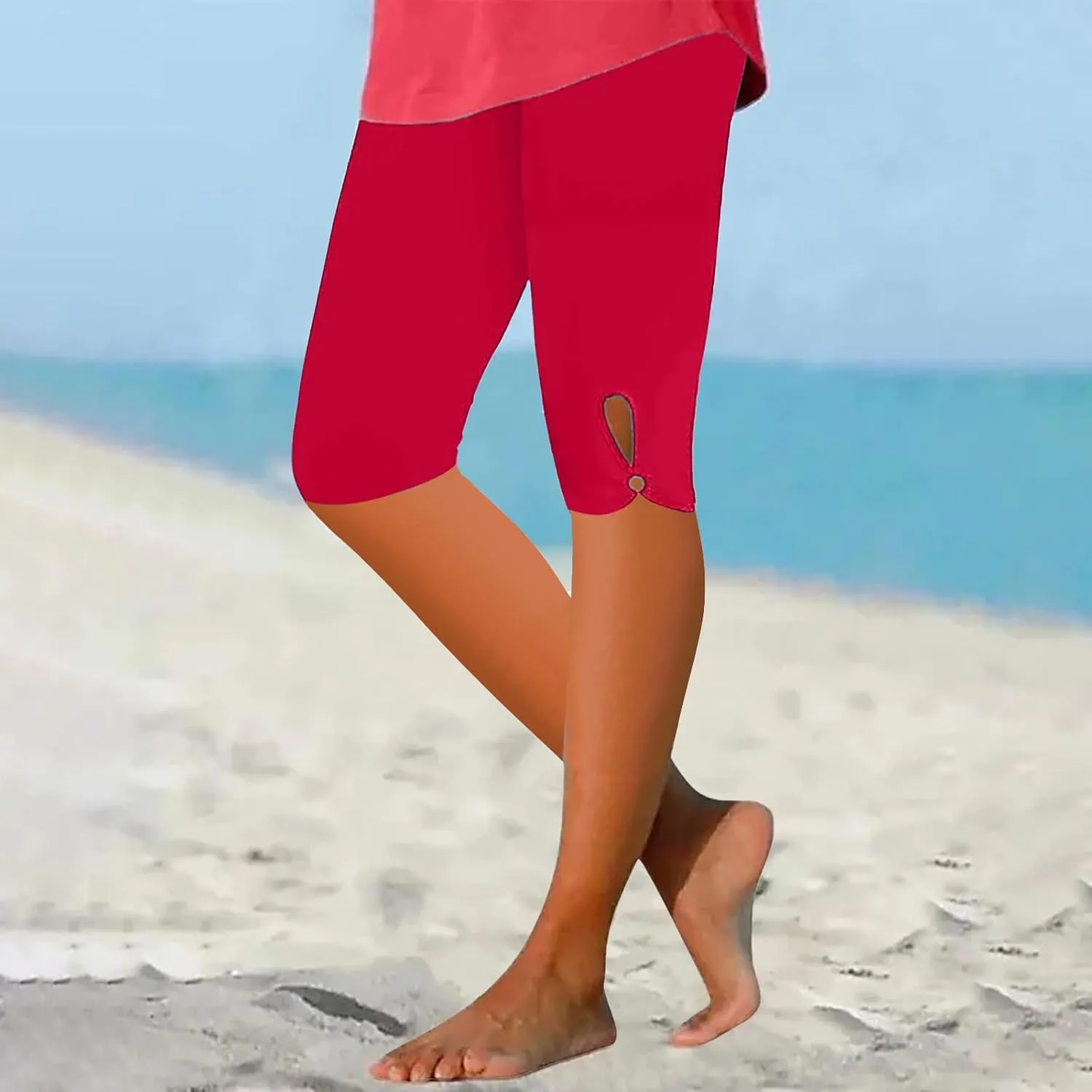 Womens Capris for Summer Tummy Control Cropped High Waist Yoga Bottoms Stretchy Leggings Workout Compression Pants