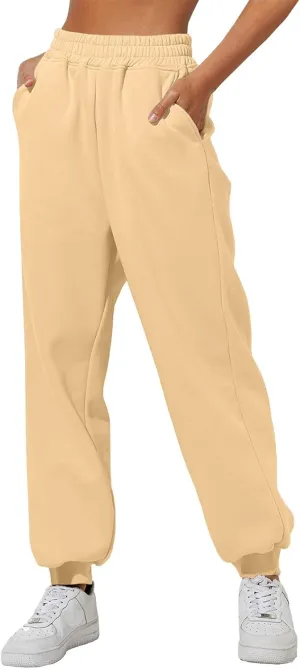 Women's Fleece Lined Joggers High Waisted Sweatpants Drawstring Strech Jogger Workout Active Baggy Lounge Bottoms