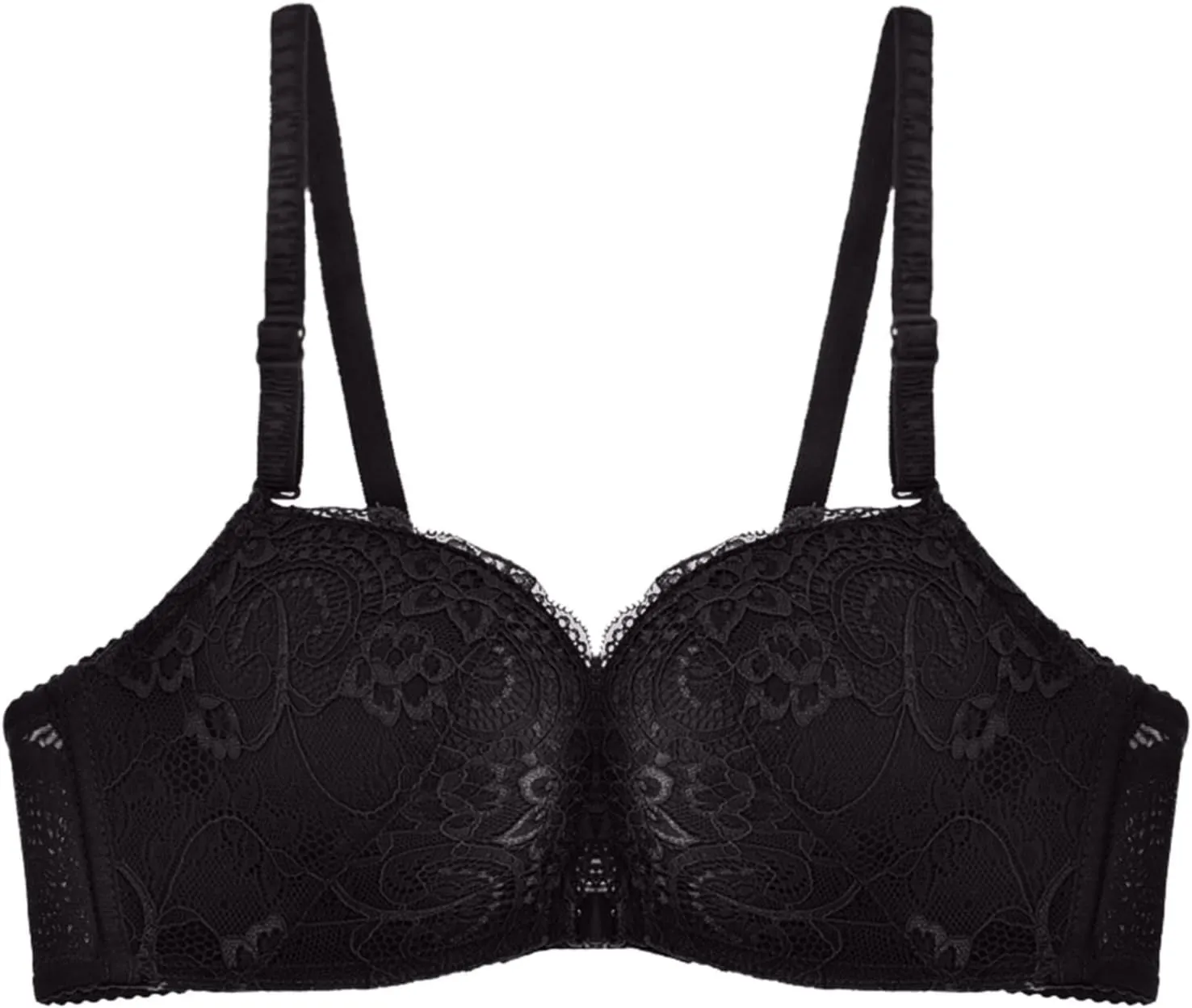 Women's Front Closure Lace Bra, No Underwire Unlined Plus Size Lacy Full Coverage Bralettes for Women with Support