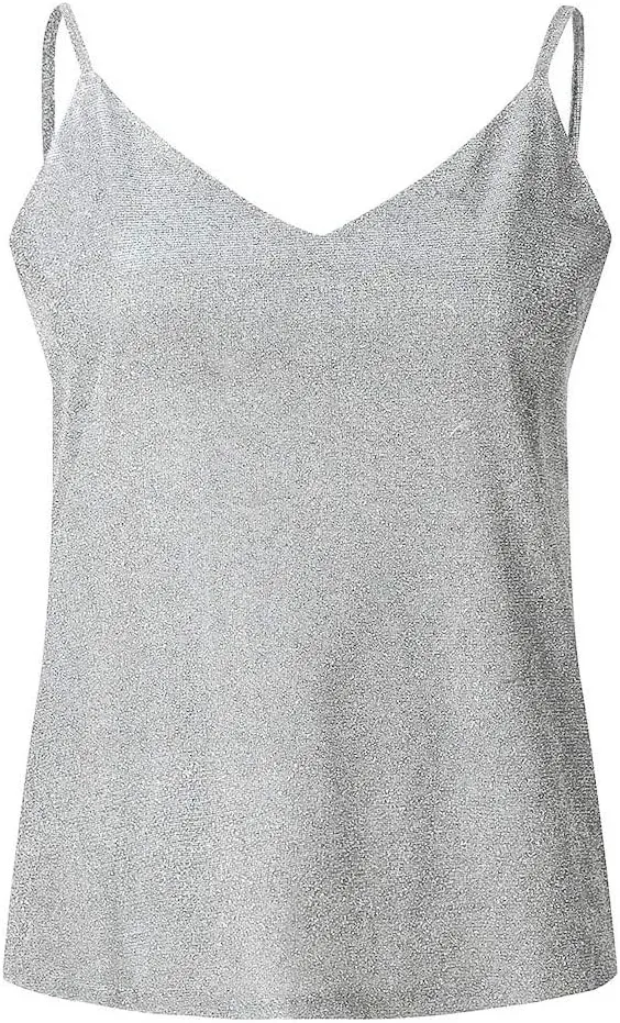 Womens Glitter Sequin Tank Tops Ladies Sexy Sparkle Cami Swing Vest Clubwear