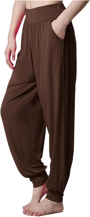 Womens Harem Pants Cozy Wide Leg Yoga Pants High Waisted Lounge Pants Casual Workout Jogger Pants with Pocket