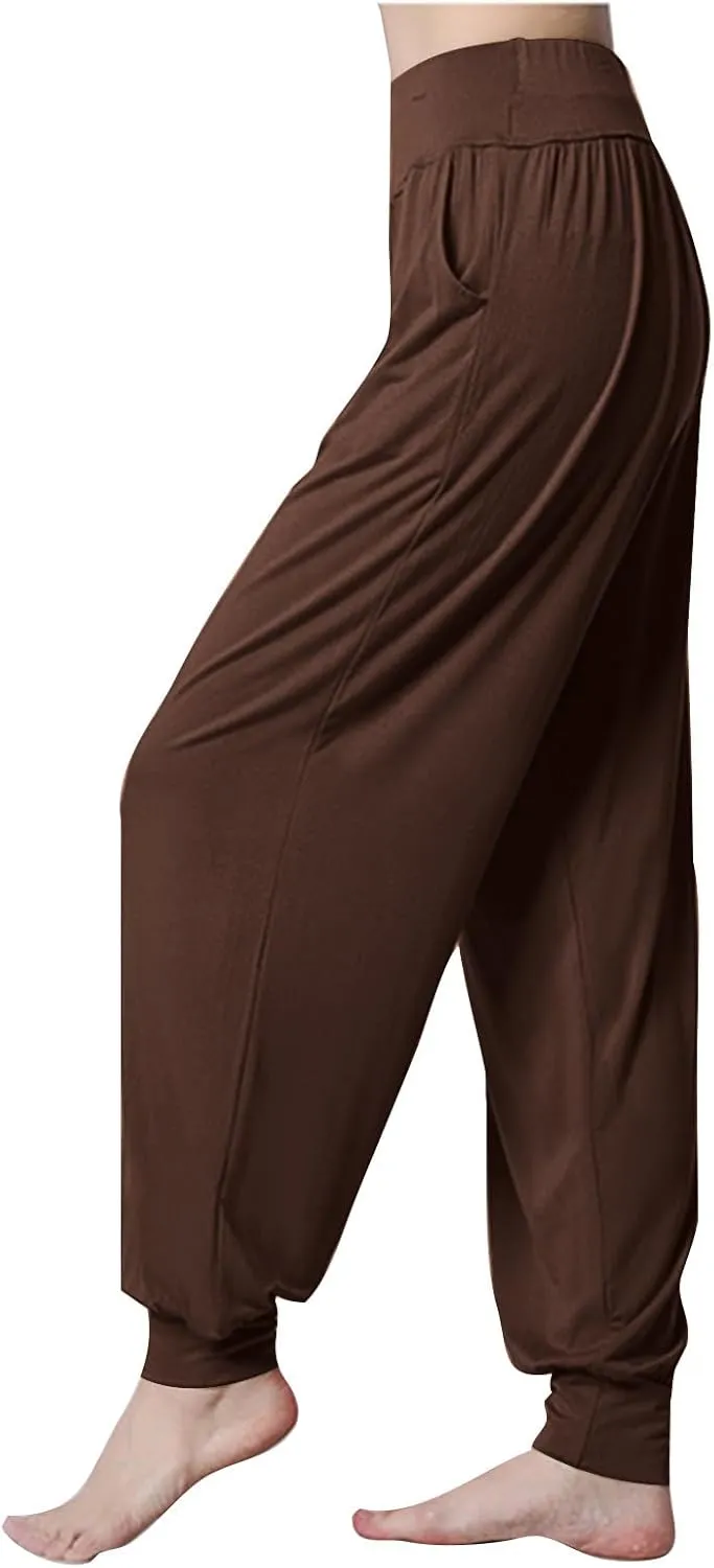 Womens Harem Pants Cozy Wide Leg Yoga Pants High Waisted Lounge Pants Casual Workout Jogger Pants with Pocket