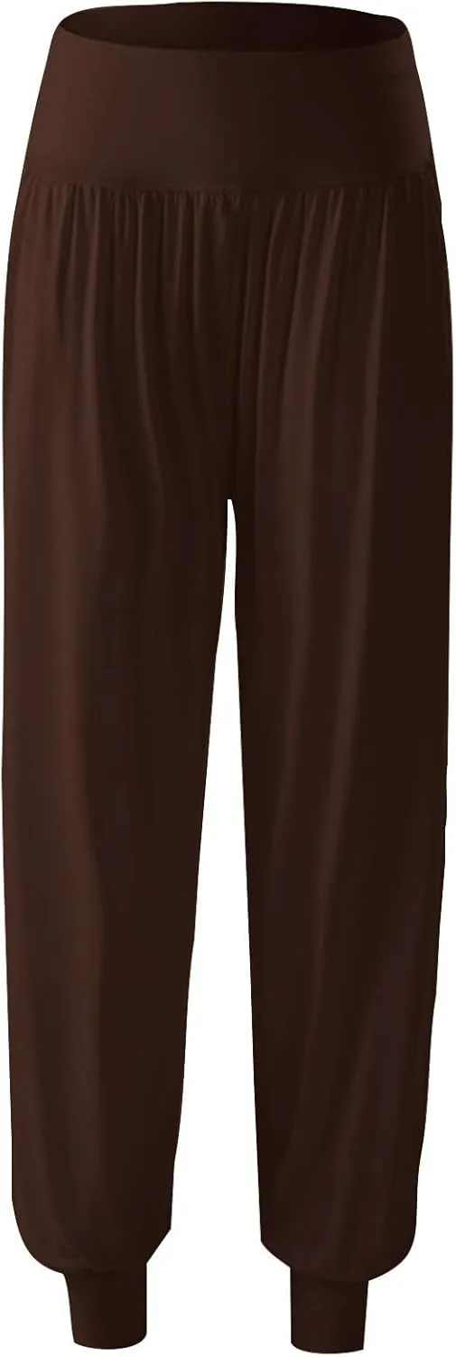 Womens Harem Pants Cozy Wide Leg Yoga Pants High Waisted Lounge Pants Casual Workout Jogger Pants with Pocket