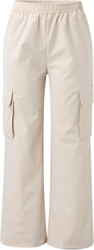 Women's High Waisted Cargo Pants Wide Leg Casual Pants Multi Pockets Straight Trousers Combat Military Trousers