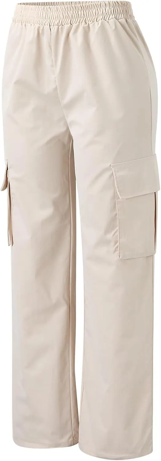 Women's High Waisted Cargo Pants Wide Leg Casual Pants Multi Pockets Straight Trousers Combat Military Trousers