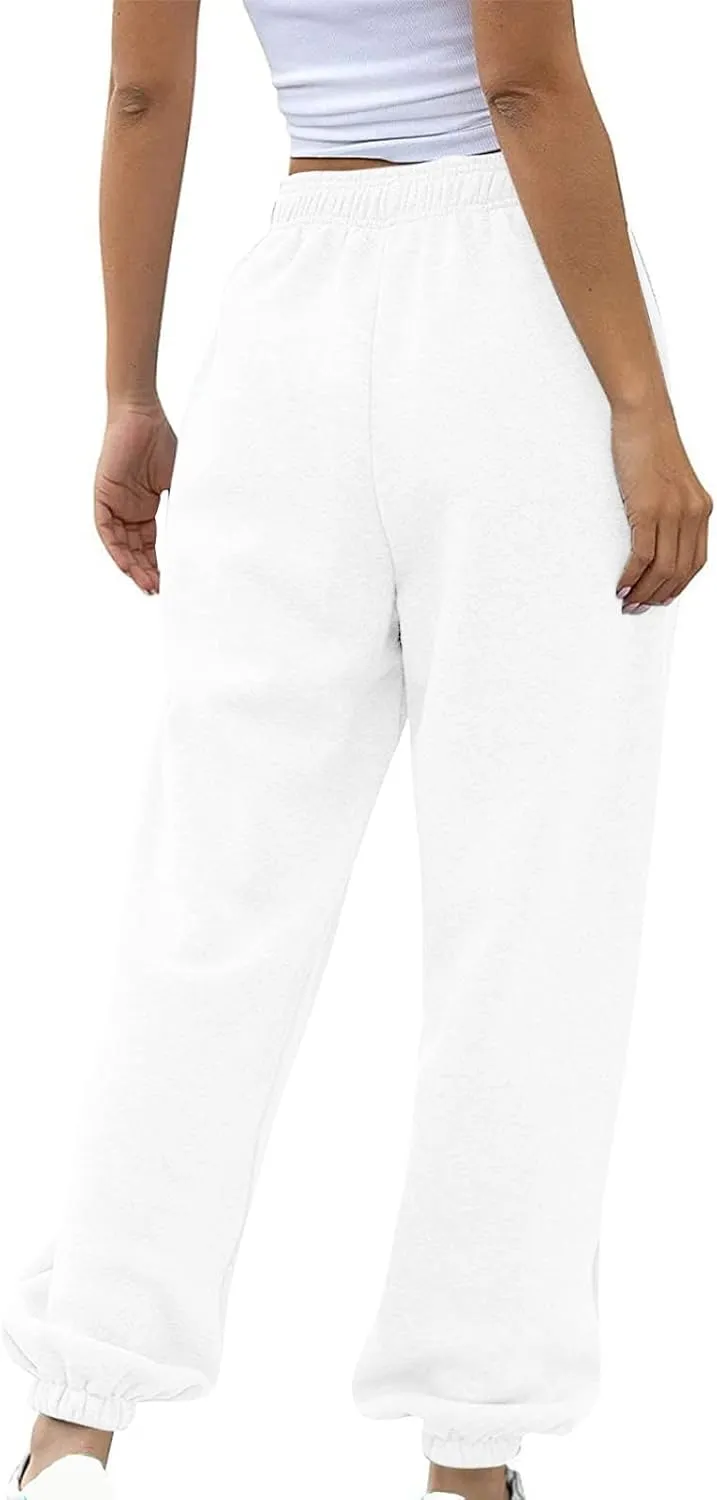 Women's High Waisted Sweatpants Cinch Bottom Sporty Active Joggers Pants Workout Baggy Lounge Bottoms with Pockets