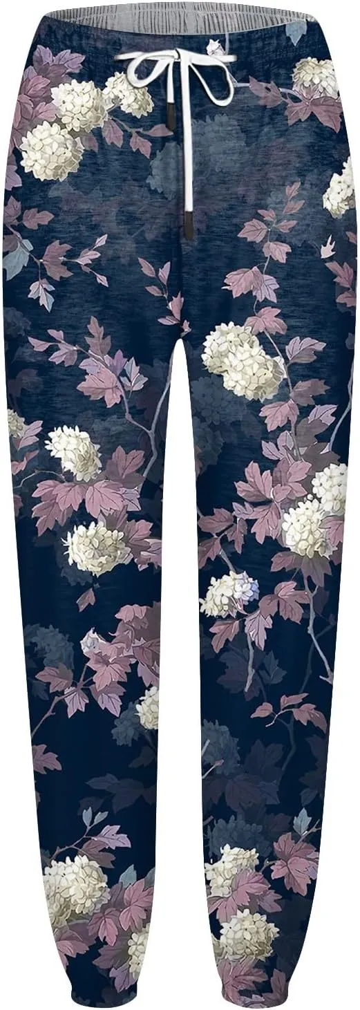 Women's High Waisted Sweatpants Workout Active Joggers Pants Bottoms Leaf Print Fall Fashion Outfits Y2k Clothes 2025