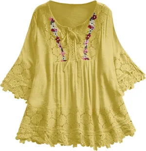 Women's Linen Shirts V-Neck Button Blouses Lapel Collar 2025 Summer Tee Shirts Long Sleeve Loose Fit T-Shirt