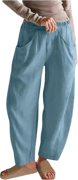 Women's Loose Trendy Straight Leg Pants Summer Casual Business Office Trousers Party Vacation Basic Bottoms 2025