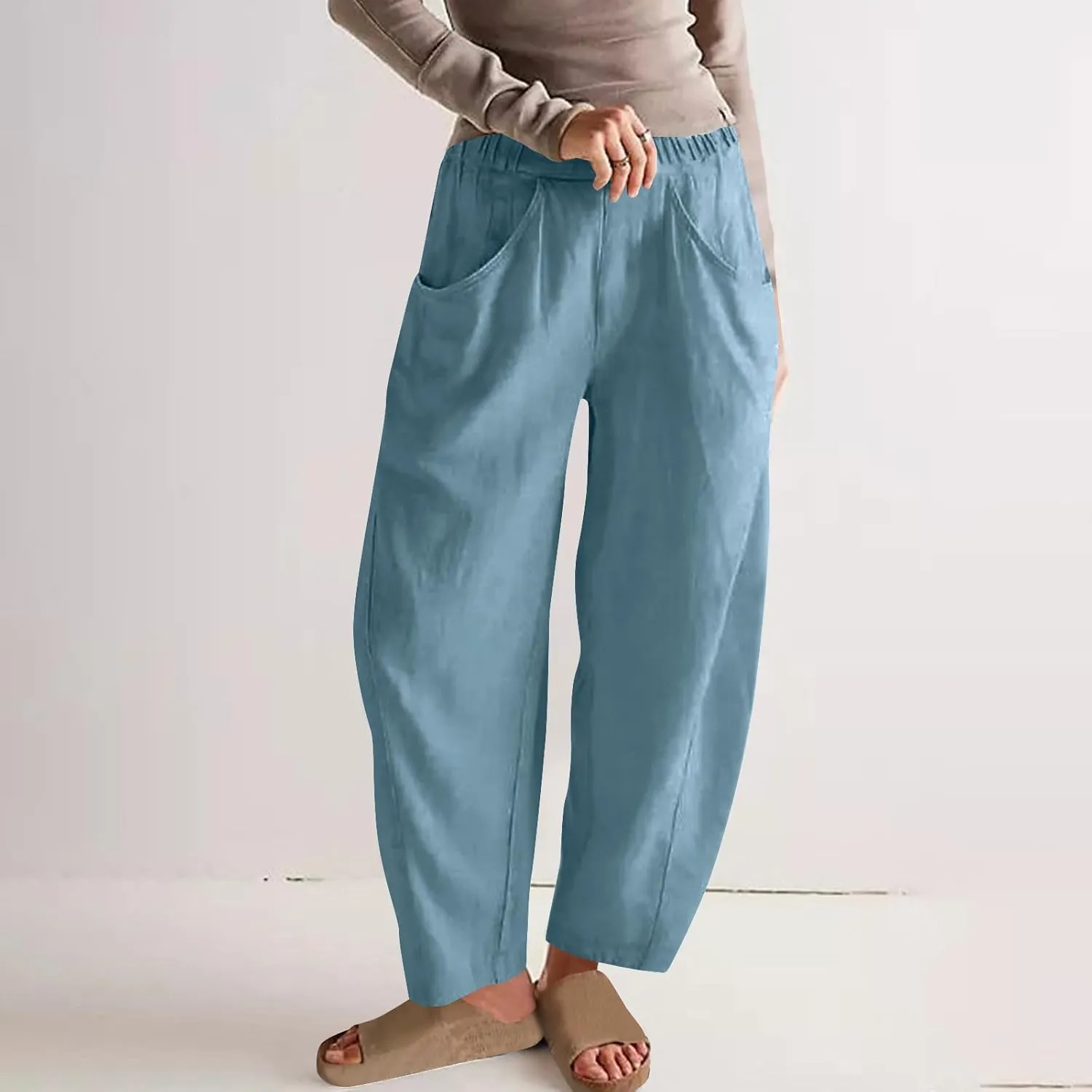 Women's Loose Trendy Straight Leg Pants Summer Casual Business Office Trousers Party Vacation Basic Bottoms 2025