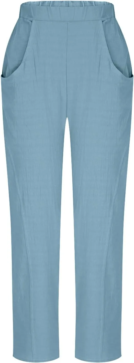 Women's Loose Trendy Straight Leg Pants Summer Casual Business Office Trousers Party Vacation Basic Bottoms 2025