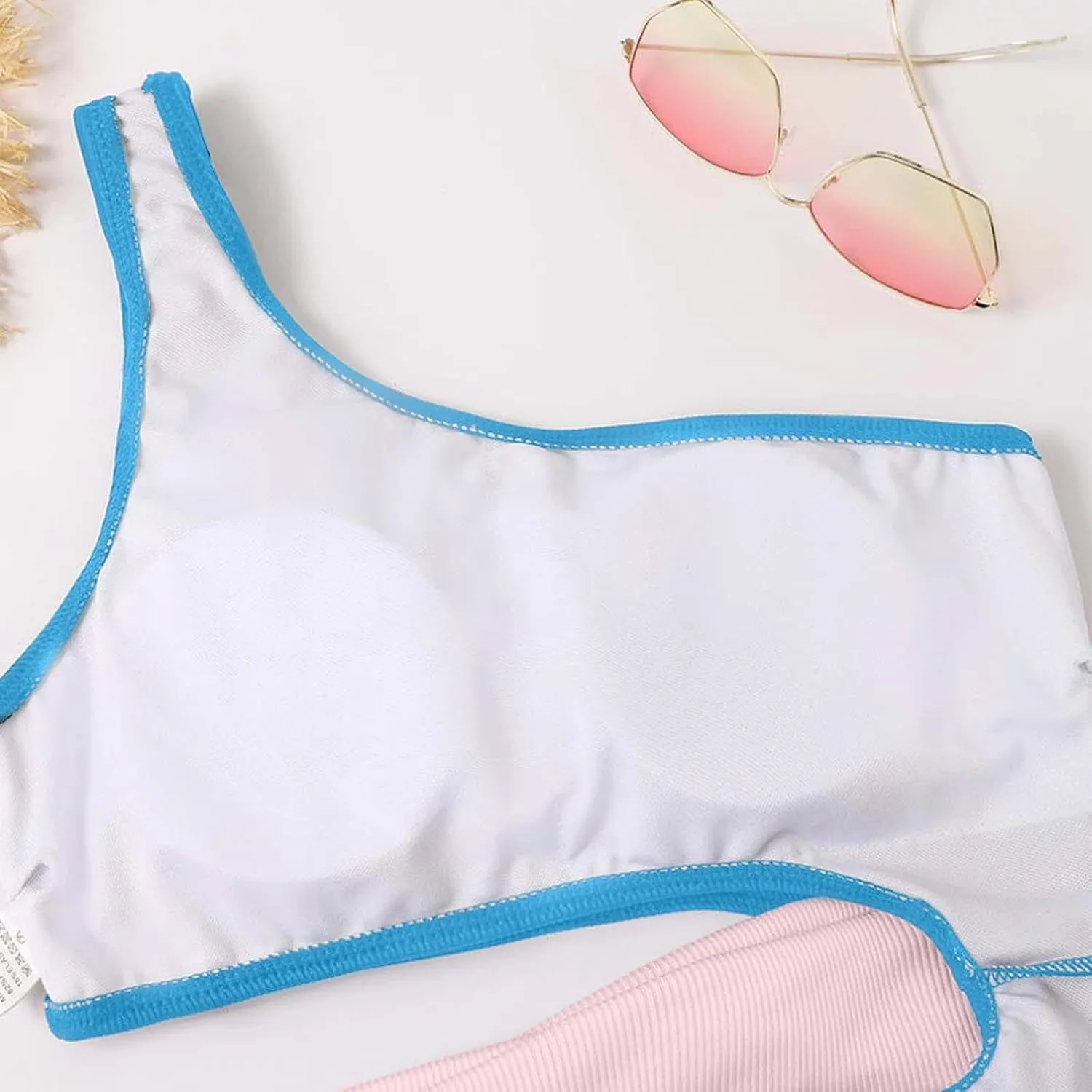Women's One Piece Swimsuit Tummy Ring Cutout Bathing Suits High Cut Swimwear Shirred Backless Tummy Control Tie Swimwear