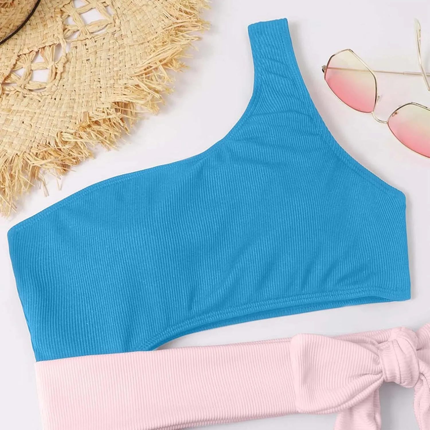 Women's One Piece Swimsuit Tummy Ring Cutout Bathing Suits High Cut Swimwear Shirred Backless Tummy Control Tie Swimwear
