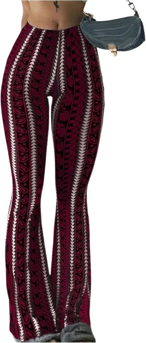 Women's Printed Flare Leggings High Waisted Tummy Control Yoga Pants Casual Long Lounge Bell Bottoms