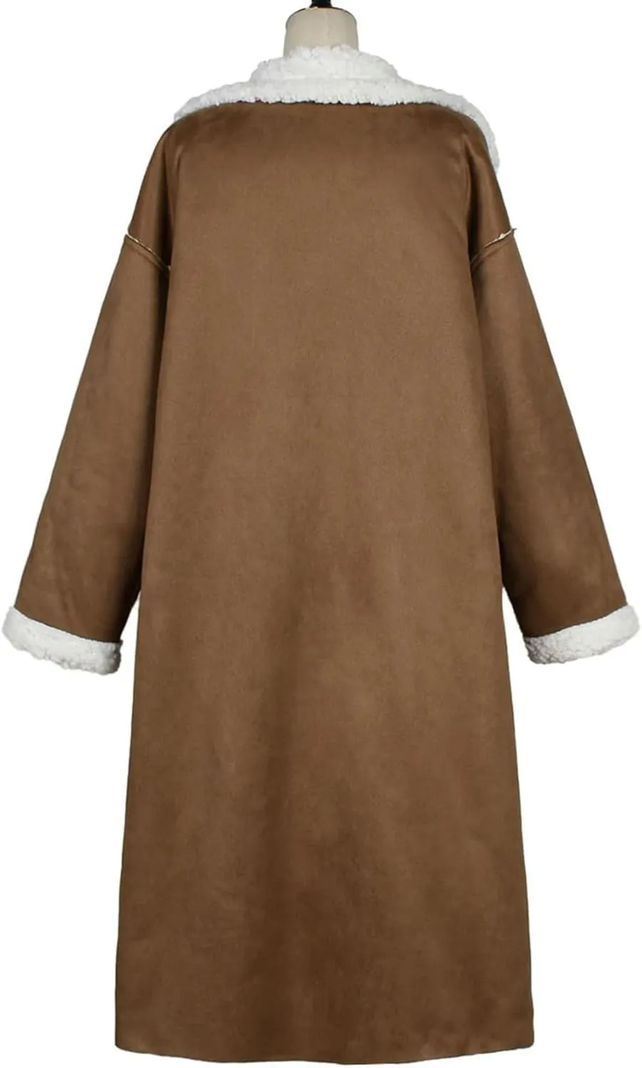 Womens Sherpa Lined Jackets Lapel Long Winter Coat Casual Fleece Jacket Oversized Warm Coats