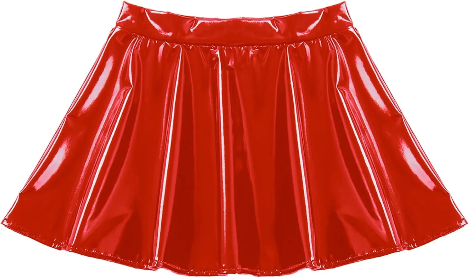 Women's Shiny Metallic Flared Mini Skirt Night Out Club Pleated Skater Skirts Clubwear