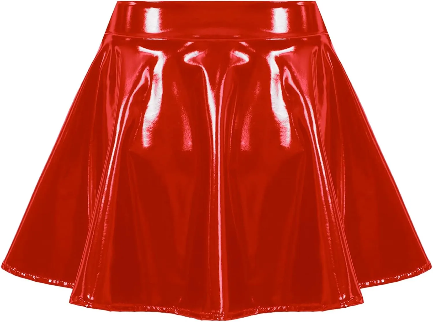 Women's Shiny Metallic Flared Mini Skirt Night Out Club Pleated Skater Skirts Clubwear