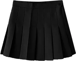 Womens Summer Skirts Women's Casual Mid Waist Chain A Line Skirt High Waist Check Pleated Skirt Fashiin Mini