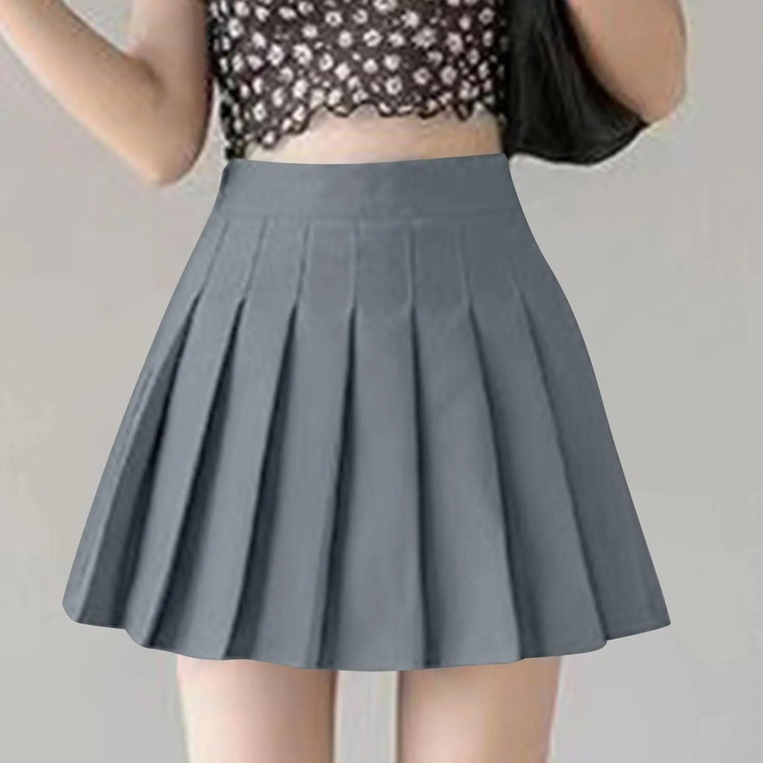 Women's Summer Sports Loose Trendy Elastic High Waist Solid Color Yoga Fitness Tennis Skirts Inner Shorts, XS-3XL