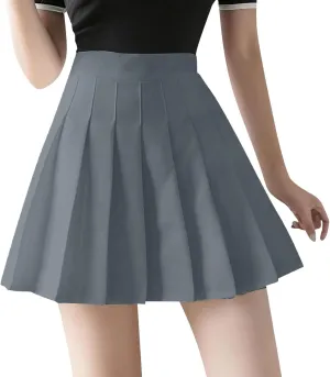 Women's Summer Sports Loose Trendy Elastic High Waist Solid Color Yoga Fitness Tennis Skirts Inner Shorts, XS-3XL