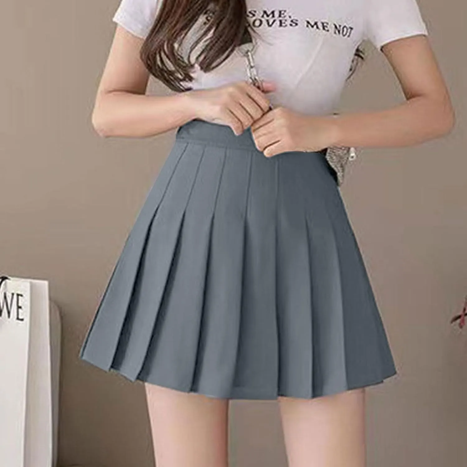 Women's Summer Sports Loose Trendy Elastic High Waist Solid Color Yoga Fitness Tennis Skirts Inner Shorts, XS-3XL