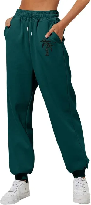 Women's Sweatpants Workout Active Joggers Cinch Bottoms High Waisted Drawstring Lounge Baggy Sweat Pants with Pockets