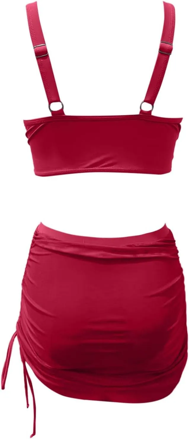 Womens Swim Skirt High Waisted Bikini Sets 2 Piece Tummy Control Swimsuits Mesh Sarong Wraps Bathing Suits Fashion