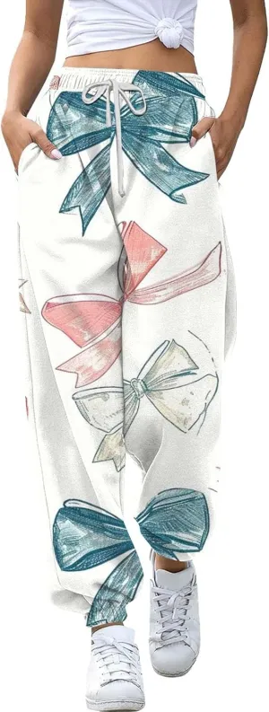 Womens Wide Leg Sweatpants High Waisted Cinch Bottoms Baggy Flared Yoga Pants Pockets Drawstring Athletic Joggers