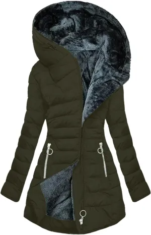 Womens Winter Coats Warm Hooded Sherpa Lined Parkas Jacket Thick Fleece Outerwear Faux Fur Plus Size Puffer Down Jackets