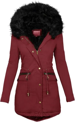 Womens Winter Coats Warm Thickened Sherpa Lined Jacket Hooded Outerwear Plus Size Puffer Parka Down Jackets Overcoat