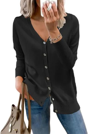 Womens Wool Blended Soft Cardigan Sweater Fall Fashion Button Down Long Sleeve Knit Outerwear Coats