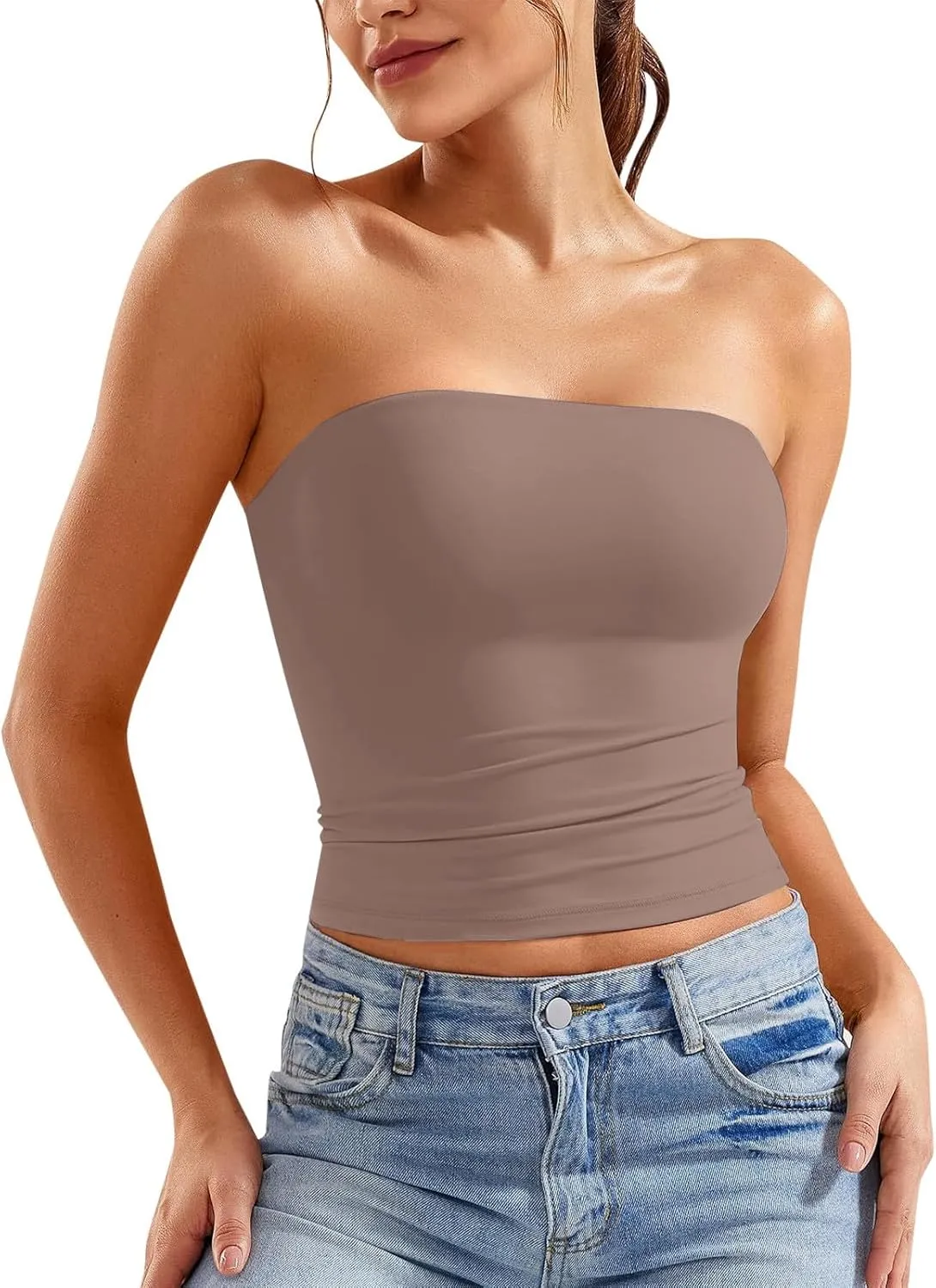 Womens Y2K Backless Strapless Tube Tops Basic Sleeveless Tank Top Cute 2025 Summer Clothes Going Out