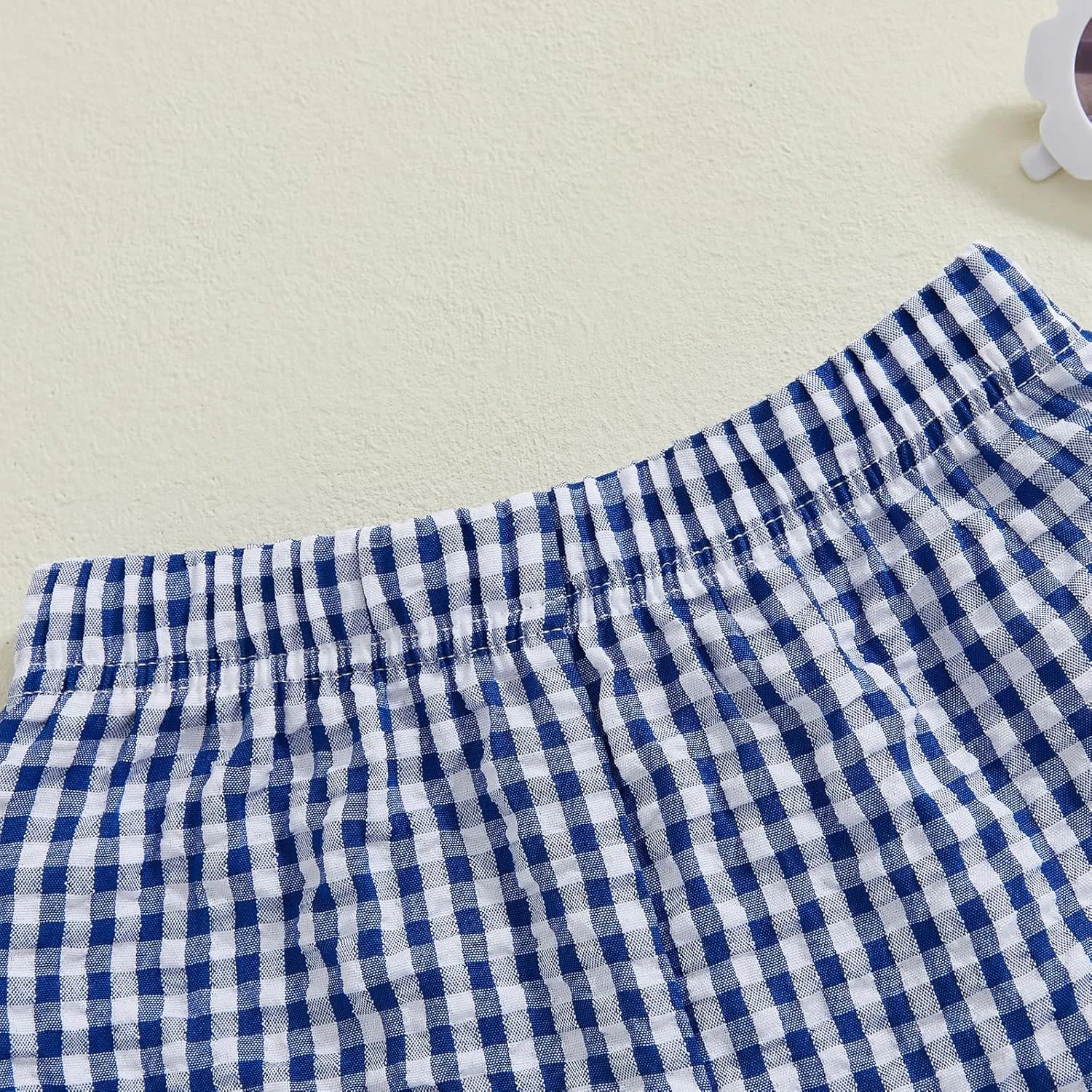 woshilaocai Toddler Girl Gingharm Shorts Summer Casual Elastic Waist Seersucker Ruffle Shorts for Baby Pants Bottoms