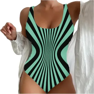 XRCQCAD Women's One Piece Swimsuits Tummy Control Monokini High Waisted Bathing Suit Plus Size Backless Swimwear