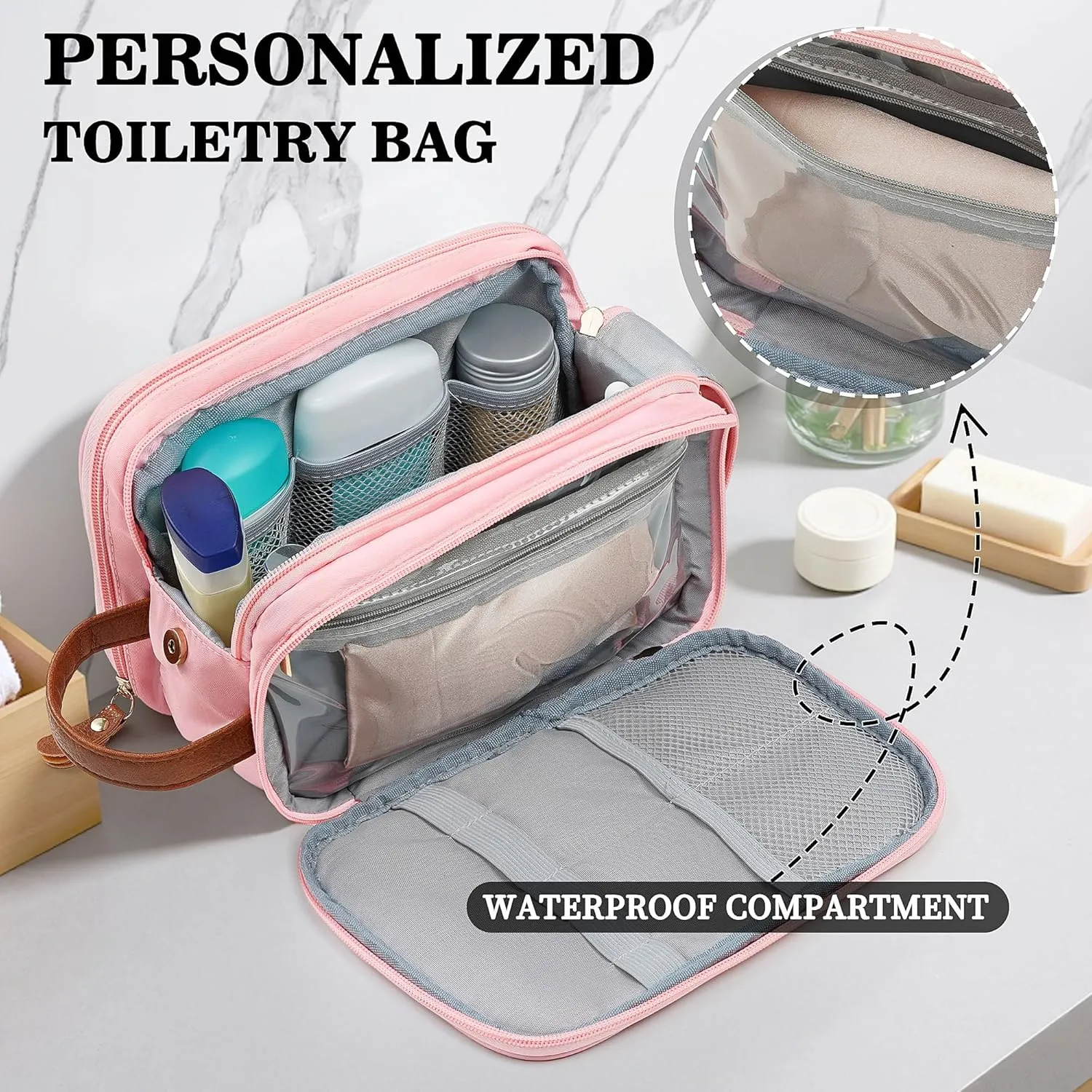 YOOLIFE Toiletry Bag for Men - Travel Toiletry Shaving Bag for Toiletries Accessories, Large Capacity Water-resistant Mens Dopp Kit, Personalized Gifts for Men Birthday Letter C Black