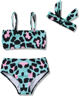YOUNGER TREE Toddler Swimsuit Girl 2-Pieces Leopard Bathing Suits Halter Top Bikini Bottoms Swimming Suit Kids Beach Swimwear