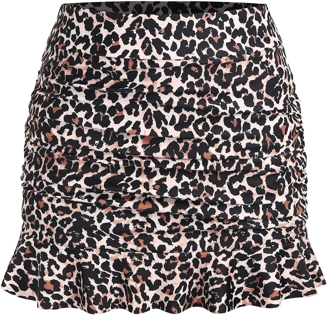 ZAFUL Women High Waisted Swim Skirts Ruffle Ruched Mini Skirt Tummy Control Bikini Bottoms
