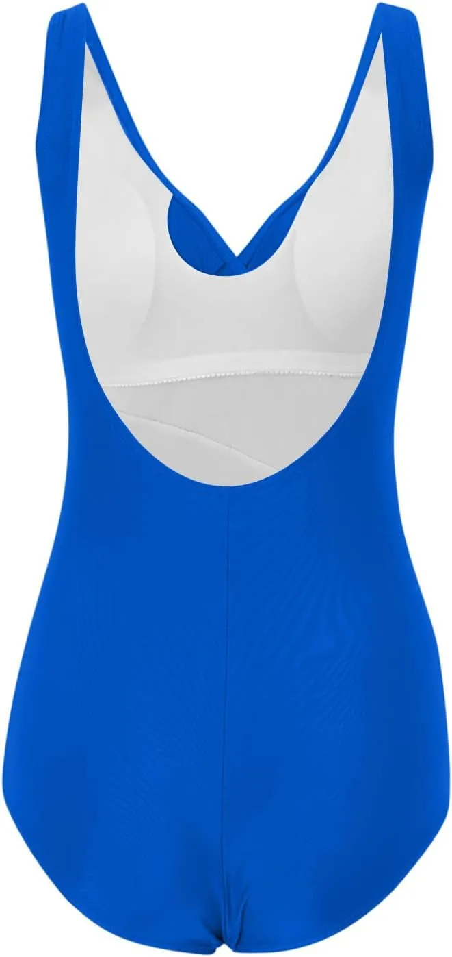 Zkuisw Swim Suits for Women 2024 Solid Push-Up Backless Swimsuits Beachwear Sexy Tummy Control One Piece Bathing Suits Bikini